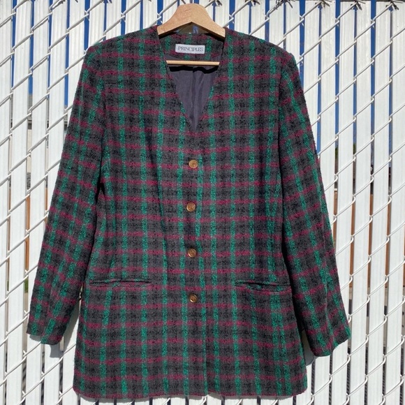 Vintage Jackets & Blazers - Vintage Plaid Blazer